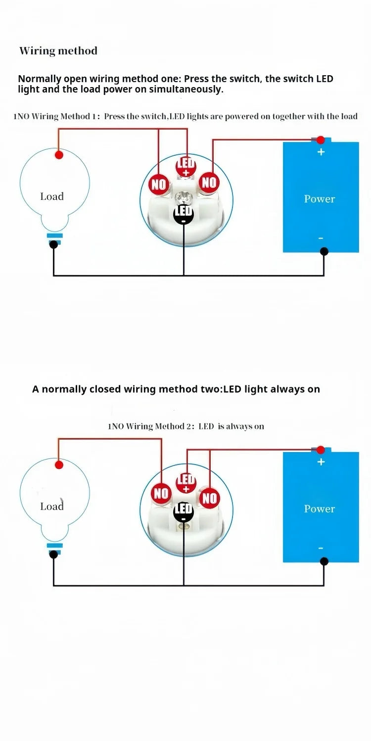 16/19/22MM Push Button Switch Screw Terminal Self-locking Latching Momentary Metal Black 12/24/220V Waterproof Power Start Stop