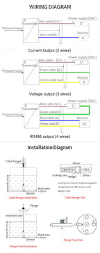 0-500M Range Hydrostatic Liquid Level Transmitter 4-20mA 0-10V 0-3.3V Output Water Pressure Level Sensor Probe 0-5M 10M 15M 50M