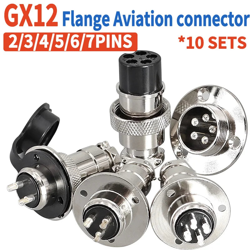 10sets Aviation Socket Plug GX12-2/3/4/5/6/7Pins 16MM Rhombus Flange Seat DF16 Series M16 Aviation Column Circular Connector