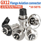 10sets Aviation Socket Plug GX12-2/3/4/5/6/7Pins 16MM Rhombus Flange Seat DF16 Series M16 Aviation Column Circular Connector