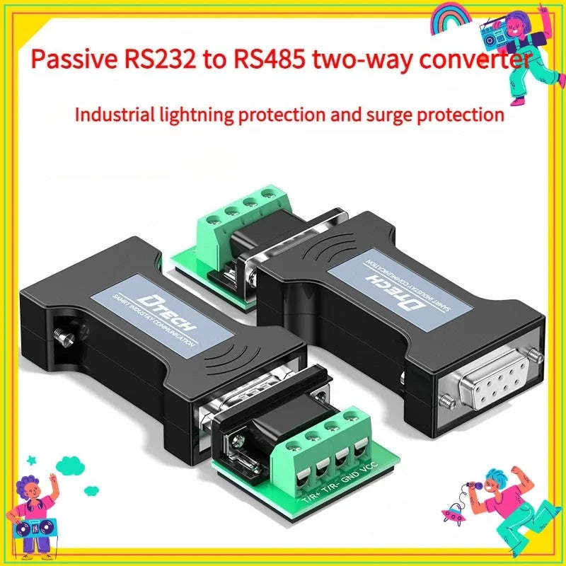 1PCS  Industrial 232 To 485 Converter, Passive Bidirectional RS485 To RS232 Protocol Adapter, Serial Port Converter