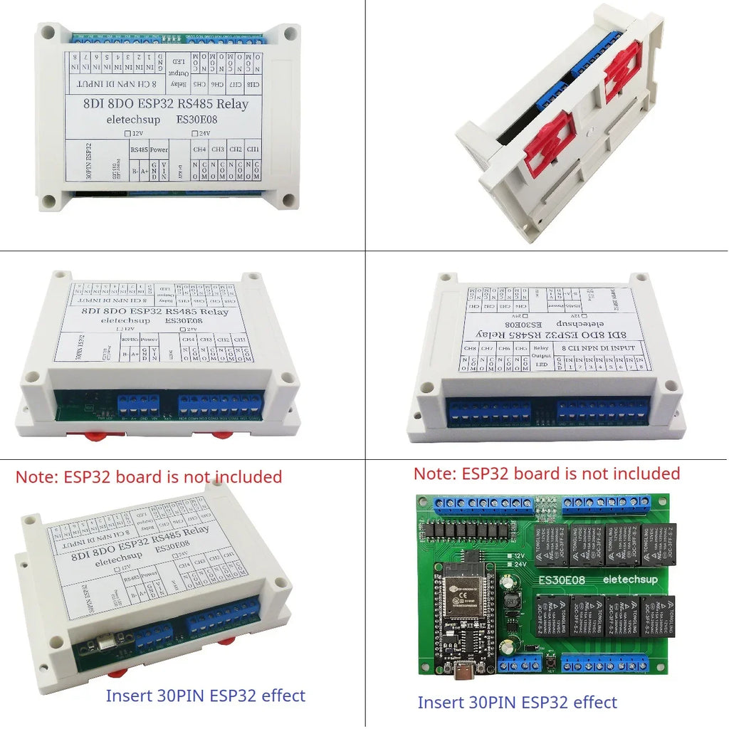 DC12V 24V ESP32 Expansion Board 8CH 10A Relay 8 Opto Isolated Input RS485 WIFI Remote Control PLC Motor LED Timer Switch