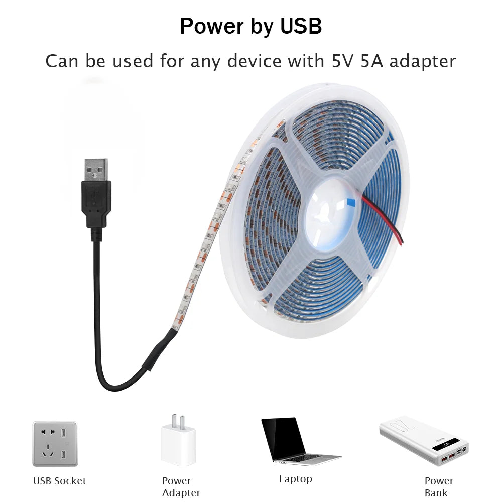 DC 5V USB LED Strips 2835 Warm Cold White LED Strip Light TV Backlight Lighting Tape for Room Decor 0.5m-5m LED String Light