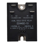 Dual Solid State Relay D2440D-10 Compatible with Crydom 24-280VAC 40A SSR Random Turn On Input 4-15VDC