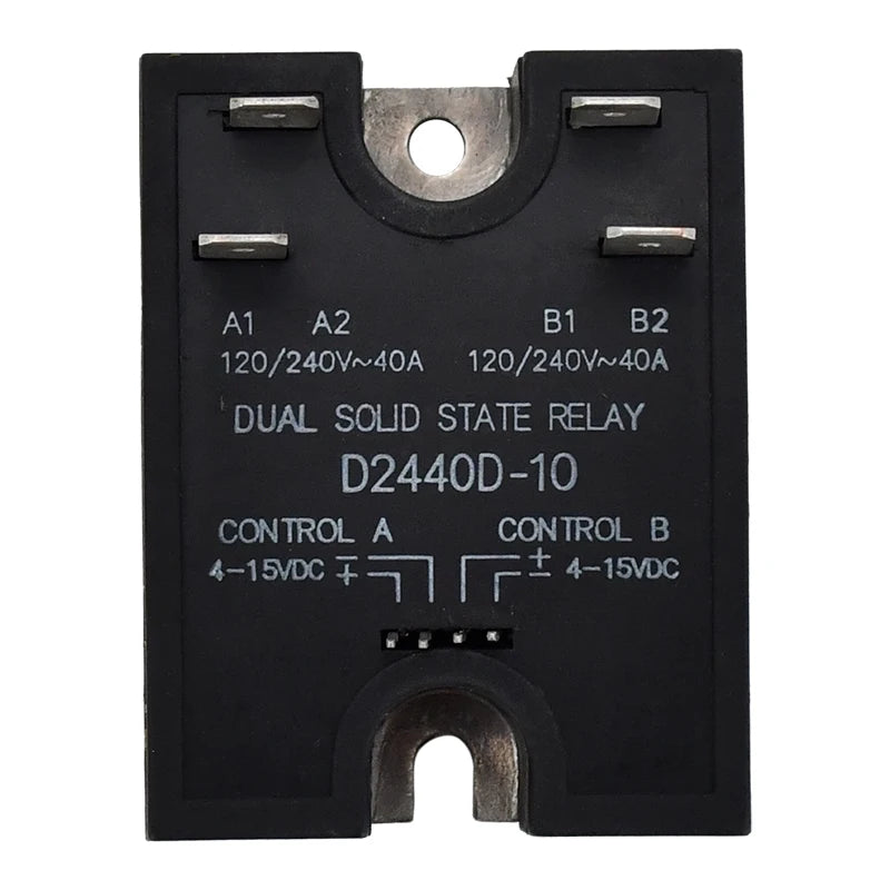 Dual Solid State Relay D2440D-10 Compatible with Crydom 24-280VAC 40A SSR Random Turn On Input 4-15VDC