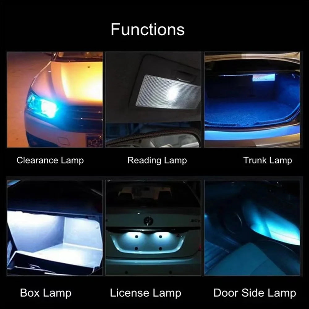2/10 PCS Super Bright T10 W5W LED Bulbs Canbus 12/24V 7000K White Car Interior Dome Maps Trunk License Plate Wedge Side Lights