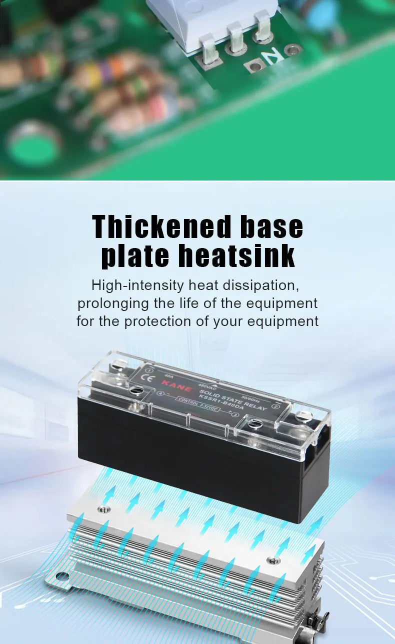 Slim DIN Rail Mount Single Phase Solid State Relay SSR Relay Module with Heatsink 10A 25A 40A