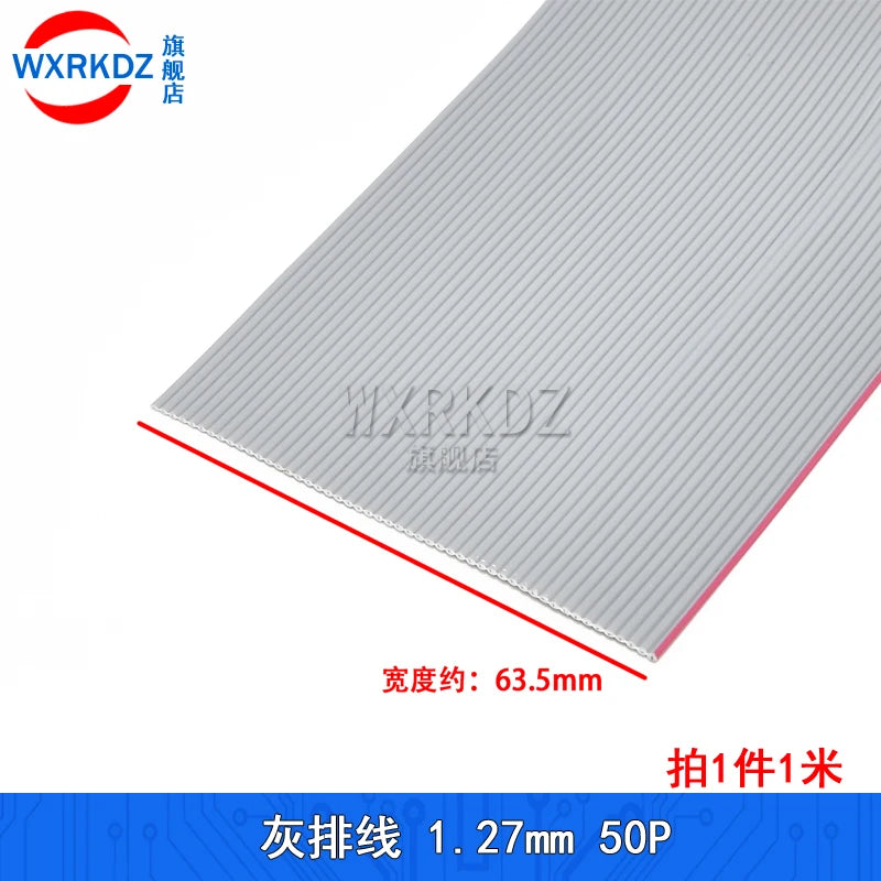 1Meter Gray Flat Ribbon Cable 1.27mm Pitch FC Data Wire Line 6/8/10/12/14/20/24/26/30/34P 40P 50 60 64P AWG28 300V For DIY