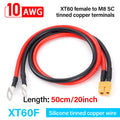 10AWG XT60 Female/Male to M8 O Ring Eyelet Terminal Plug Connector Cable Charger Side Power Wire for RC Lipo Battery FPV Racing