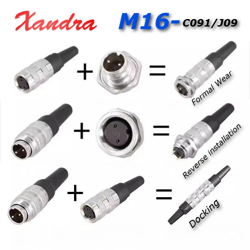 IP67 M16 Circular Connector C091 J09 Aviation Plug Socket 3P 4P 5P 6P 7P 8P 12P 14P Male Female Waterproof Metal Cable Connector