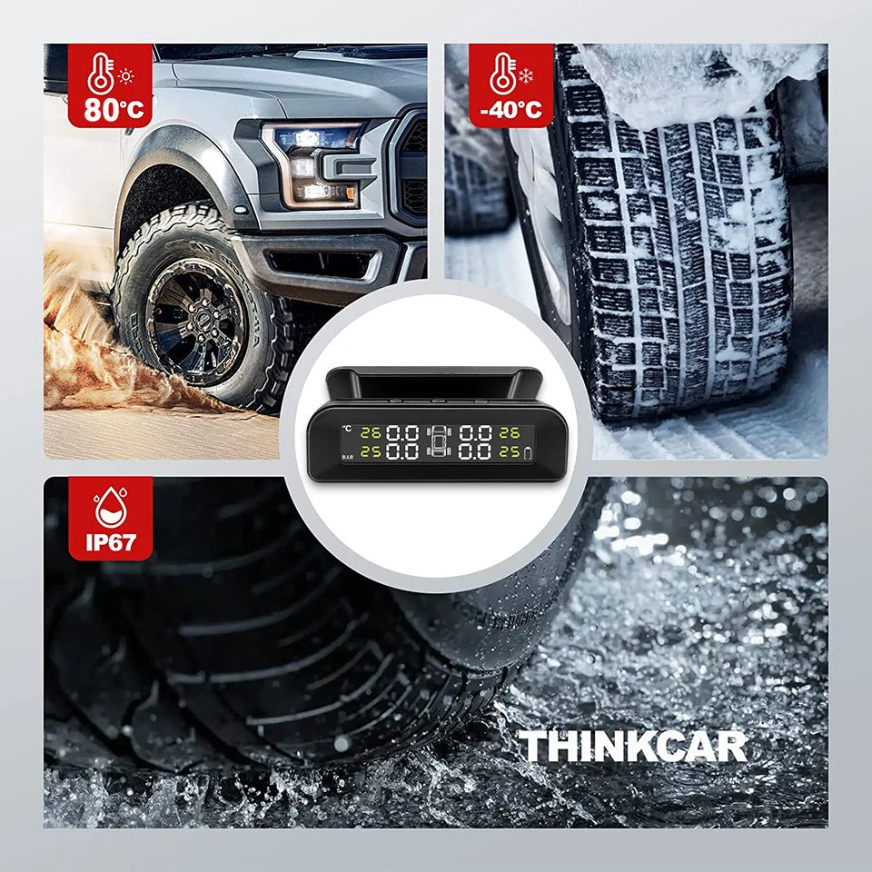 E-ACE K07 TPMS Solar Sensor Intelligence Wireless Tire Pressure Monitoring System Temperature Warning With 4 Sensors