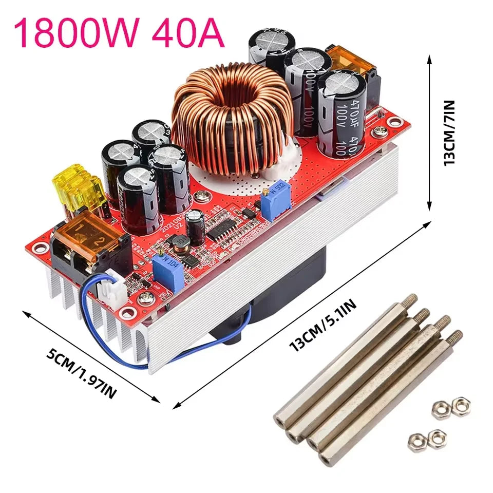 1800/1500/1200W DC-DC Boost Converter Step Up Power Supply Module 10-60V to 12-90V Adjustable Voltage Charger 40/30/20A