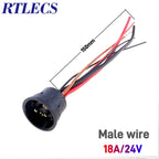 Waterproof Magnetic Circular Connector 18A 24V Male Female 4+2 Pin DC Power Charger Military-grade 12AWG Wire Threaded Gold Plat