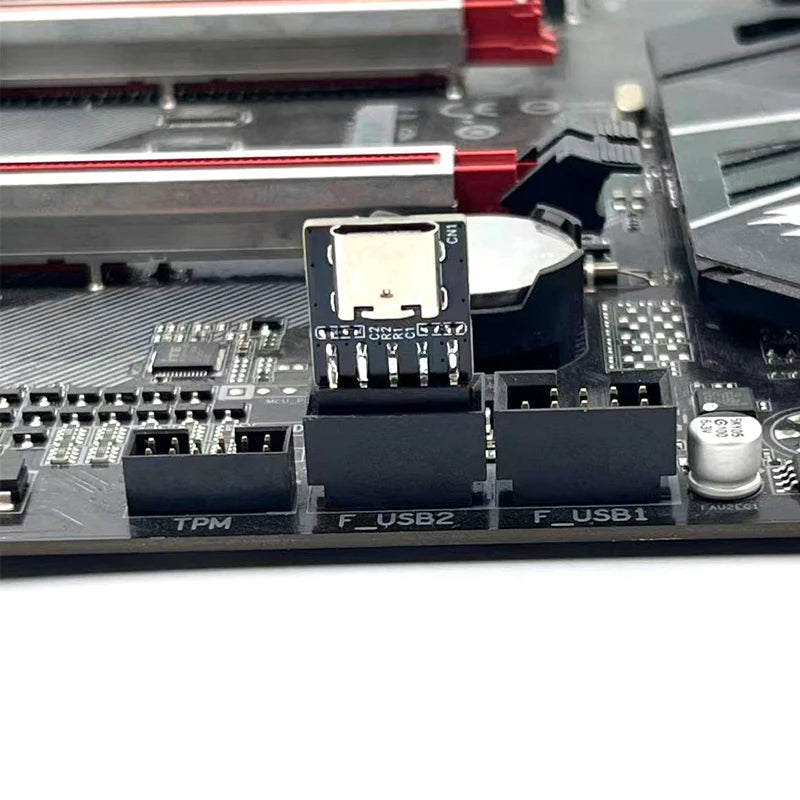 USB 2.0 9/10Pin Internal Motherboard Connector Header to USB-C Adapter Riser Card USB2.0 9Pin to Type C Converter for Desktop PC