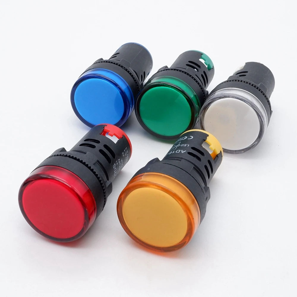 20pcs Plastic Indicator Signal Lamp AD16-22DS 22mm 12V 24V 220V Red Blue Green Yellow White LED Power Signal Light Panel Mount
