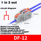 Fast Universal Compact Conductor Junction Box Spring Splice Terminal Block Push-in Wire Connector Cable Splitter 1 in 3/4 out