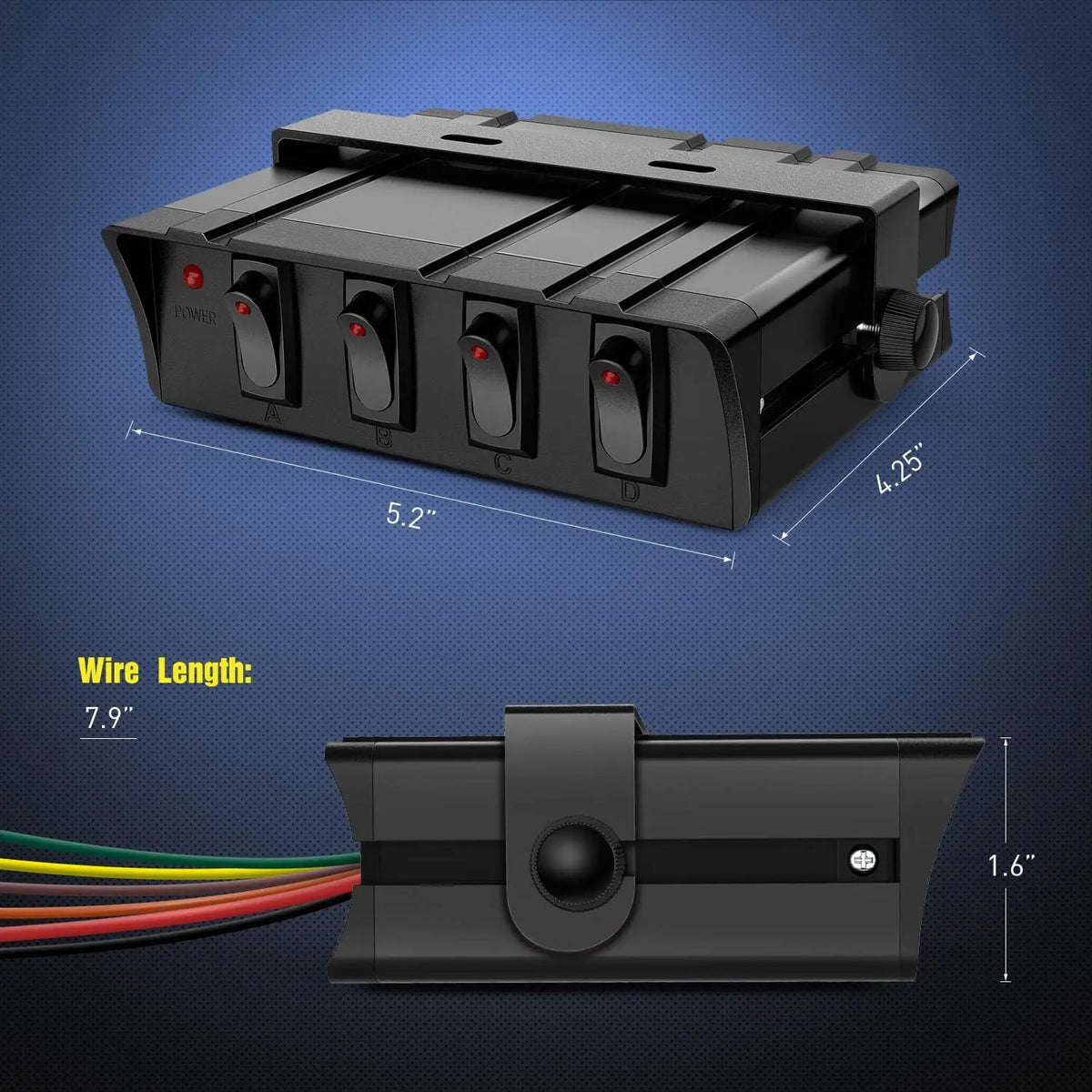 Nilight 4/6 Gang SPST Rocker Switch Panel, 12V 24V 20A Toggle Switch Box, Heavy Duty Control Panel for Automotive, Marine, RV & SUV