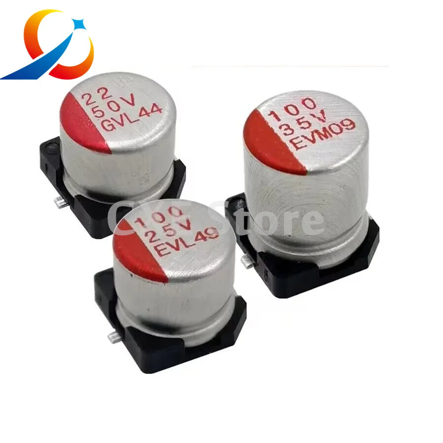 10pcs SMD Solid Electrolytic Capacitor  Low ESR 6.3V 10V 16V 25V 35V 50V 63V 22UF 47UF 100UF 220UF 330UF 470UF 560UF 1000UF NEW