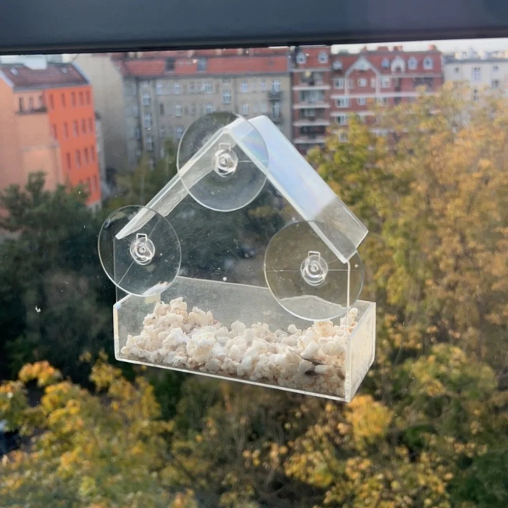 Transparent Bird Feeder Birds House for Outdoor Window Bird Feeder with Strong Suction Cups for Wild Birds, Cardinal Bluebird