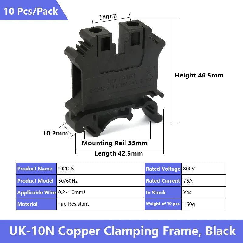 UK 2.5 Terminal Block UK2.5B Screw Connection Connect Strip 2.5B/3N/5N/6N/10N  2.5mm² Cable Electrical Din Rail Wire Connector