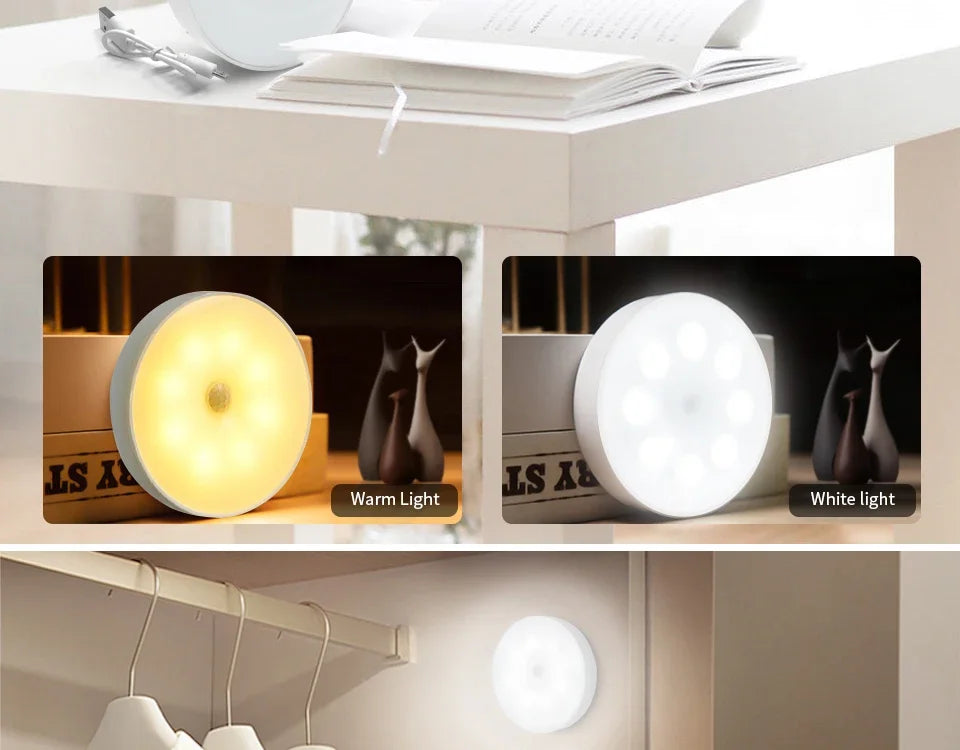 1/2/4pcs Rechargeable Motion Sensor LED Night Light Wall Decoration Bedroom Night Lamp Kitchen Cabinet Lights Child Nightlight
