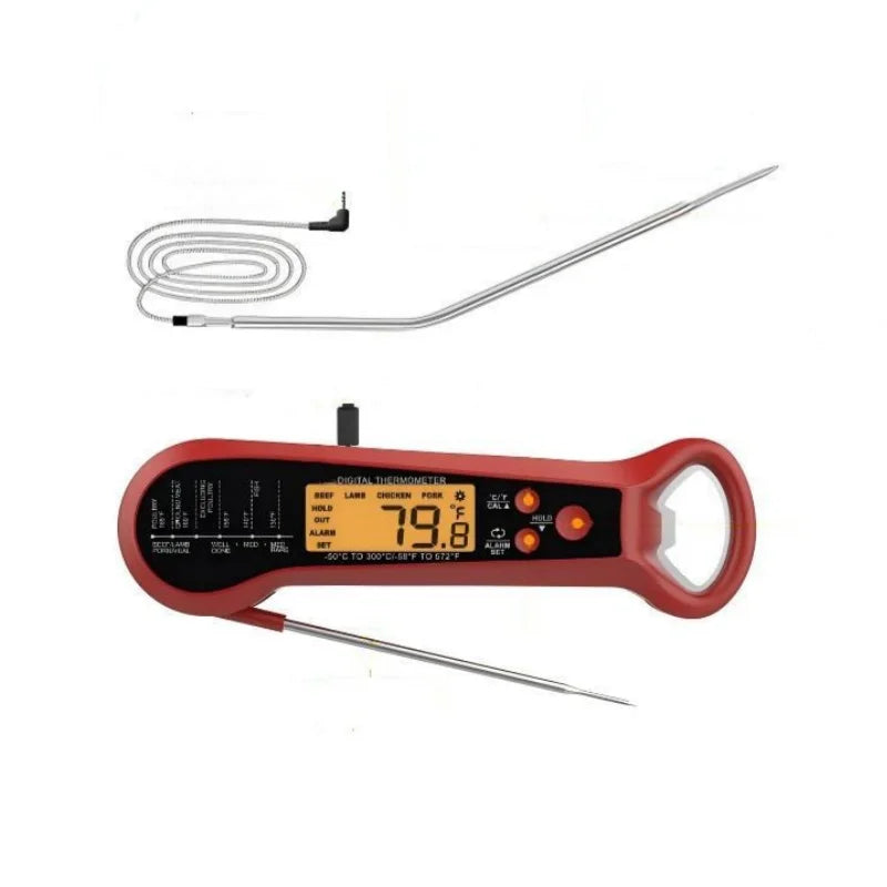 2 In 1 Long Cable Food Meat Thermometer Cooking Precise Fast Digital Food Thermometer Kitchen Oven Kit Waterproof