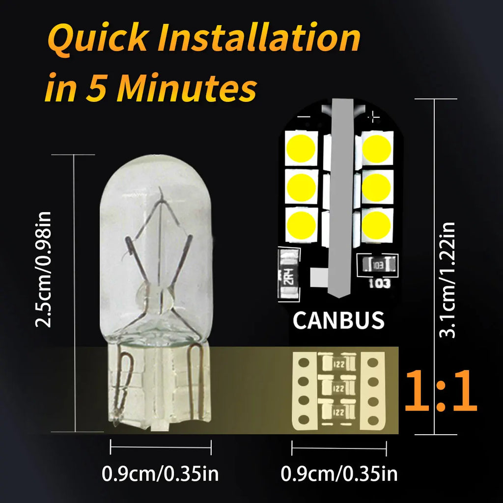 Car Signal Bulbs W5W WY5W 192 194 168 3030 24SMD LED T10 Super Bright 600LM Colors Options for Car Turn Signal Brake Stop Lights
