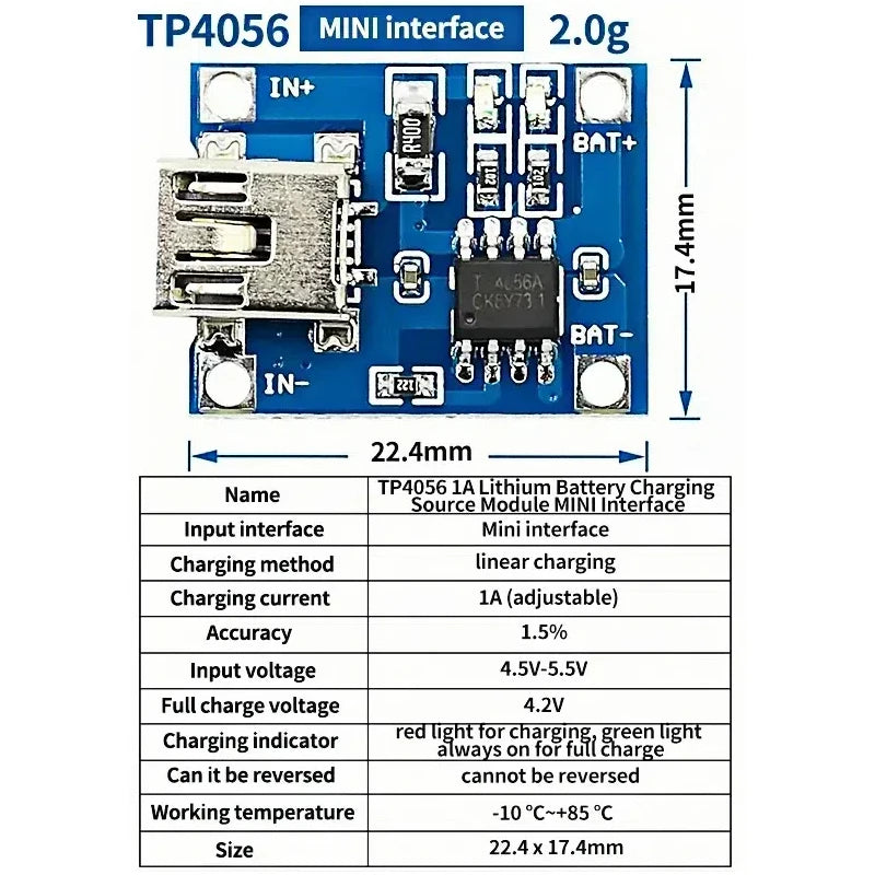 30PCS Micro/TYPE-C/MINI USB 5V 1A 18650 TP4056 Lithium Battery Charger Module Charging Board With Protection Dual Functions