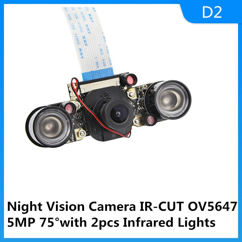 Raspberry Pi 4 Camera 5MP 1080P Night Vision Fisheye IR-CUT Camera Infrared Light OV5647 Webcam for Raspberry Pi 4B 3B+ 3B Zero