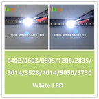 SMD 0402 0603 0805 2835 3528 1206 5050 5730 3014 4014 Diodo white/warm white light emitting diode SMD super bright LED 3V 100pcs