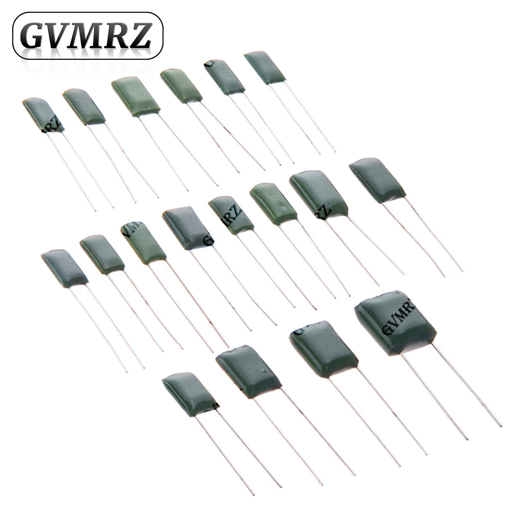 50PCS Polyester Film Capacitor Assorted Values J Tolerance for Electronics DIY