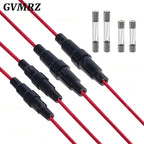 5PCS 5*20mm 6*30mm Glass Fuse Holder Screw Type 5X20mm with 22AWG Wire Cable 250V 5X20MM Glass Fuse Tube Fuse Casing