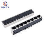 RJ45 1 2 4 6 8 Port Shielded Modular 21MM PCB Jack 8P8C Right Angle Through Hole Pcb Network Connector