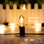 50PCS C7 LED Light Bulbs Plastic Shatterproof E12 Candelabra Base 1W Equal to 10W Replace Bulb For Outdoor  Decor String Lights