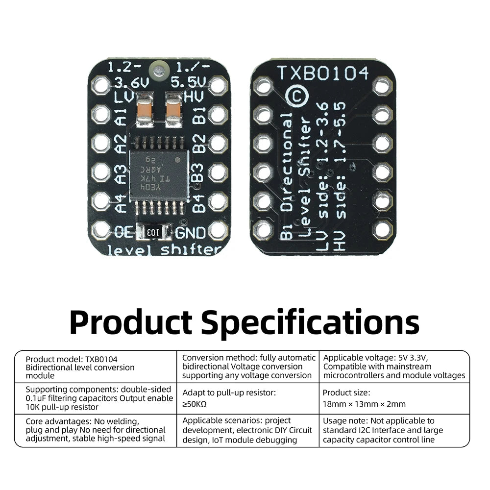 Bidirectional Level Shifter TXB0104 Module 3.3V 5V Mutual Conversion Board For Raspberry Pi Arduino Maker Circuit Debugging