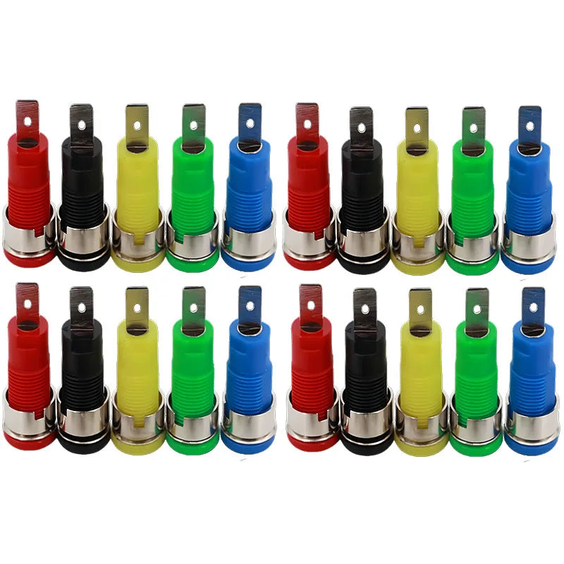 20PCS 4mm Banana Socket Connector 32A Insulated Female Jack 5 Colors Panel Mount Connector for Electrical Connection