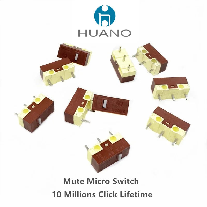 10Pcs HUANO Micro Switch Red Yellow Pink White Blue Green dot Blue Shell Pink Dot 80 million Mouse maintenance button switches