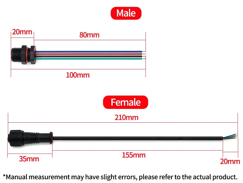 10PCS M12 IP65 Waterproof Aviation Connector Pre-wired Male Female Cable Plug 2P 3P 4P 5Pin Panel Mount Electrical Socket