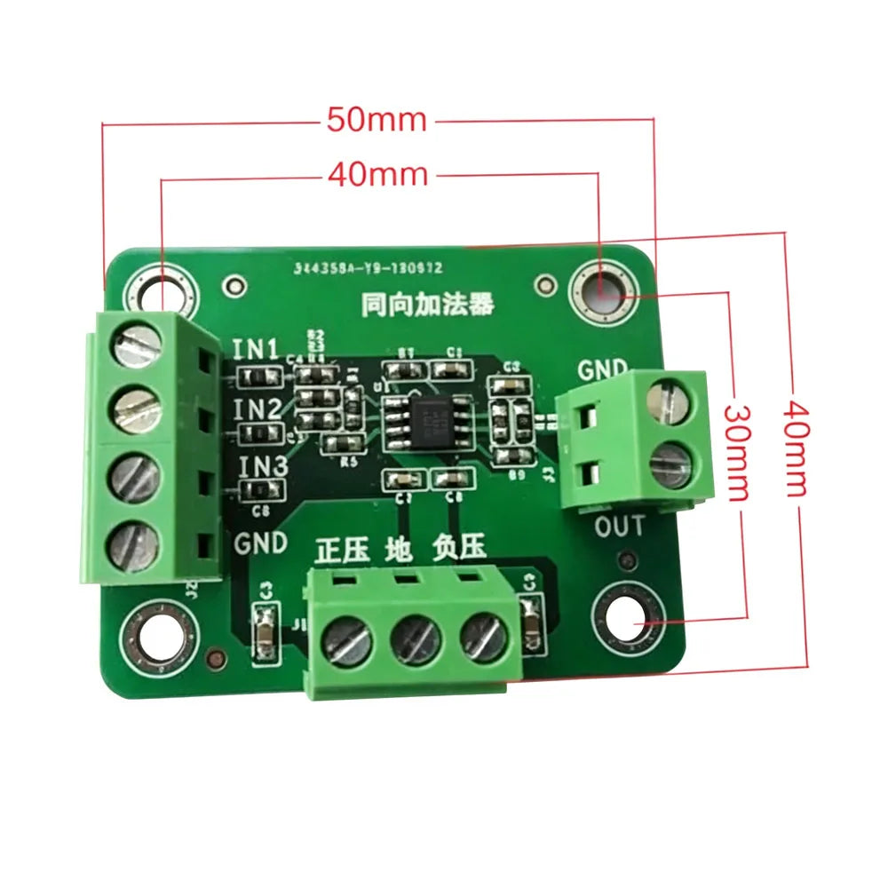 Non-Inverting Summing Amplifier Module 3-Channel Input DC Bias Offset Adjustment Signal Superposition Board