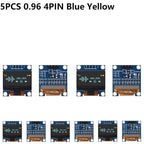0.96 Inch OLED Display Module I2C IIC SPI Serial 128X64 SSD1306 LCD 3.3-5V 4 Pin White/Blue/Yellow Blue for Arduino XCW