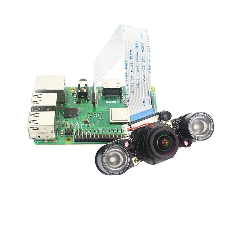 Raspberry Pi 4 Camera 5MP 1080P Night Vision Fisheye IR-CUT Camera Infrared Light OV5647 Webcam for Raspberry Pi 4B 3B+ 3B Zero