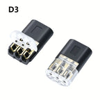 D1/D2/D3 Electric Wire Connector,1/2/3 Pin No Strip Line Cable Interconnection Detachable Automotive Terminal Plug Universal