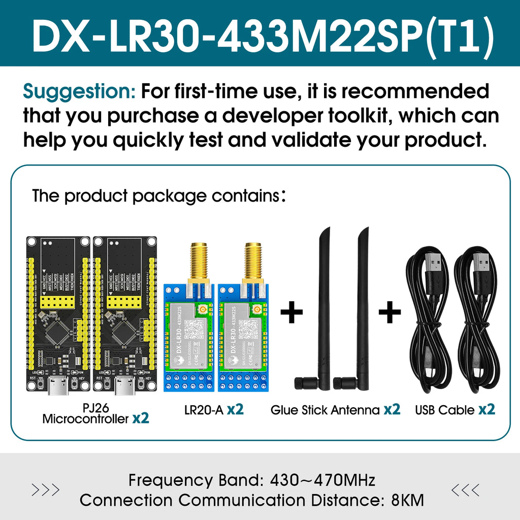 SX1262 LoRa Module Developer SET DX-LR30 430~470MHz 868~915Mhz 22dBm 8km Range 5V UART GPIO ISM Band LoRa RF Module
