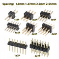 10PCS 1.0mm 1.27mm 2.0mm 2.54mm Pin Header Double Row Male 1/2~40P Breakaway PCB Board Connector Strip Pinheader 1*2/2P 4P 6-40p