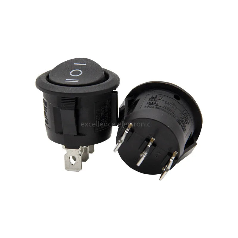 5/10 PCS KCD1-105 20mm Round Rocker Switch 3 Pin SPDT ON-OFF-ON Black Car Boat Automotive Toggle Switch