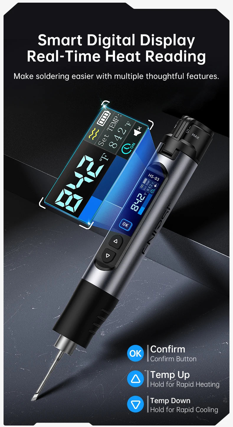 FNIRSI HS-03 Wireless Soldering Iron 10W Rechargeable Portable Soldering Iron 100-450℃ Adjustable Professional Soldering Kit