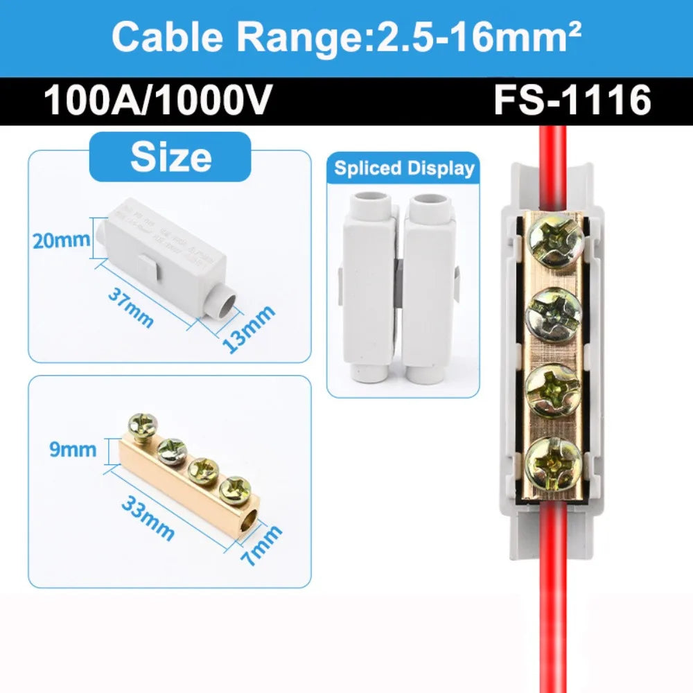New Conductor Brass High Power Splitter Large Current Universal Quick Terminal Block Terminal Blocks Electrical