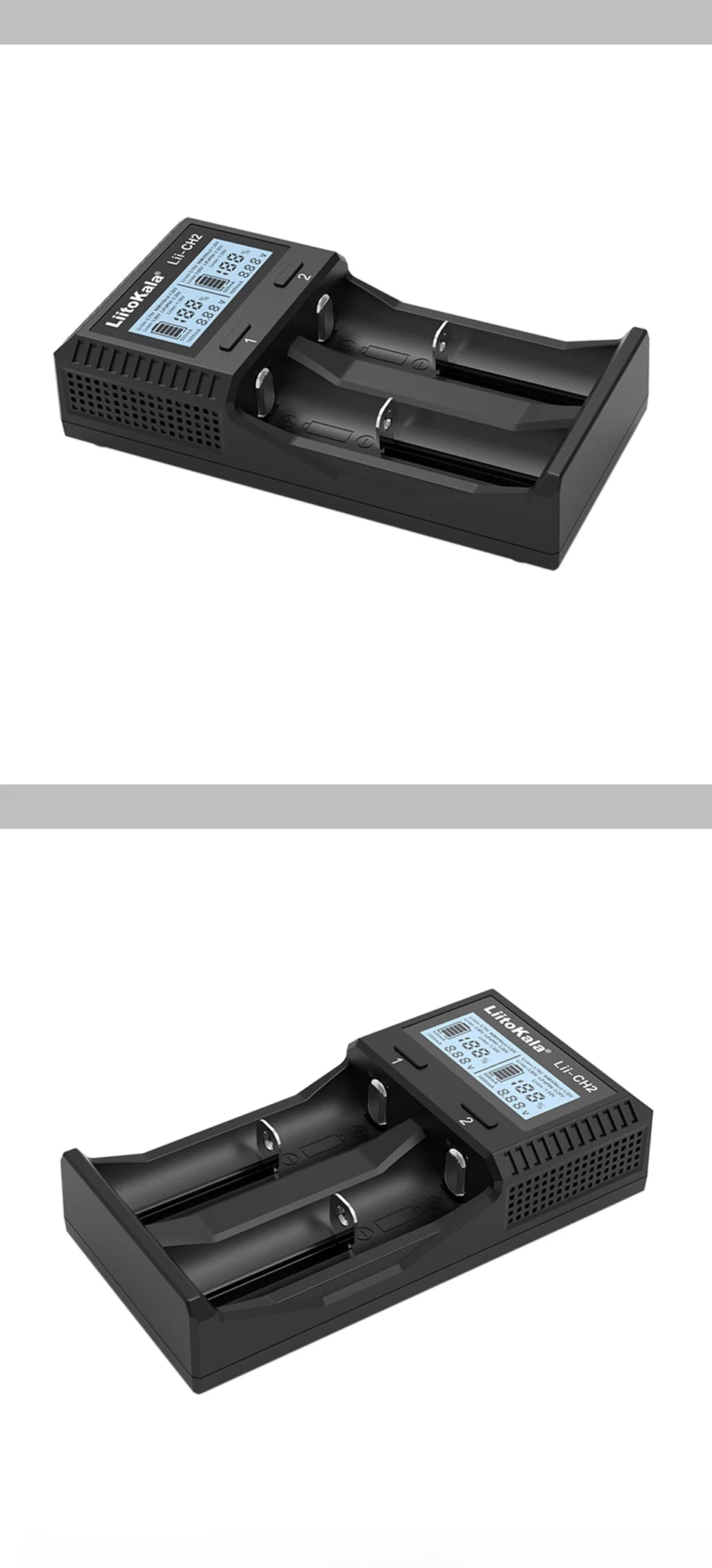 LiitoKala Lii-CH4 Smart Charger for 18650/21700/26650/AA/AAA/Ni-MH/Li-ion,1.2V/1.5V 4-Slot Fast Charge, USB-C, Auto Detect