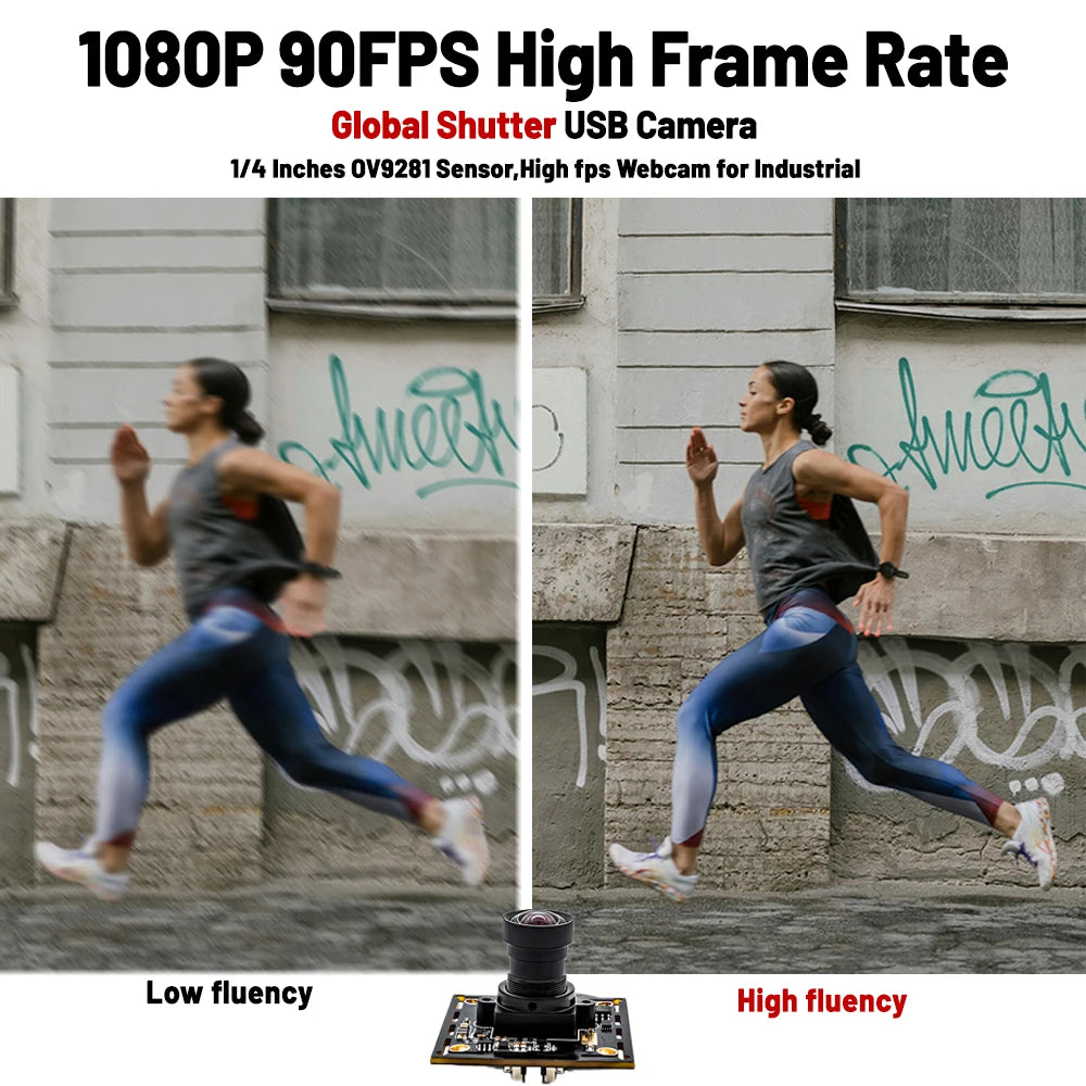 WGWK 1080P 90FPS Global Shutter High Frame Rate AR0234 USB Camera Industrial Module UVC Plug Play With No Distortion M12 Lens