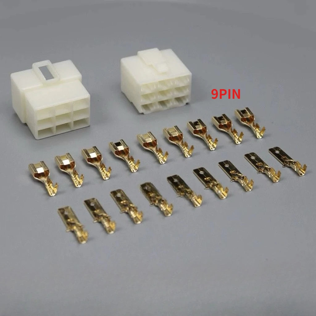 6.3MM 1/2/3/4/6/8/9/12/14/21 PIN Automotive Electrical Connector Cable Terminal Plug Kits Motorcycle For Ebike Car Terminal